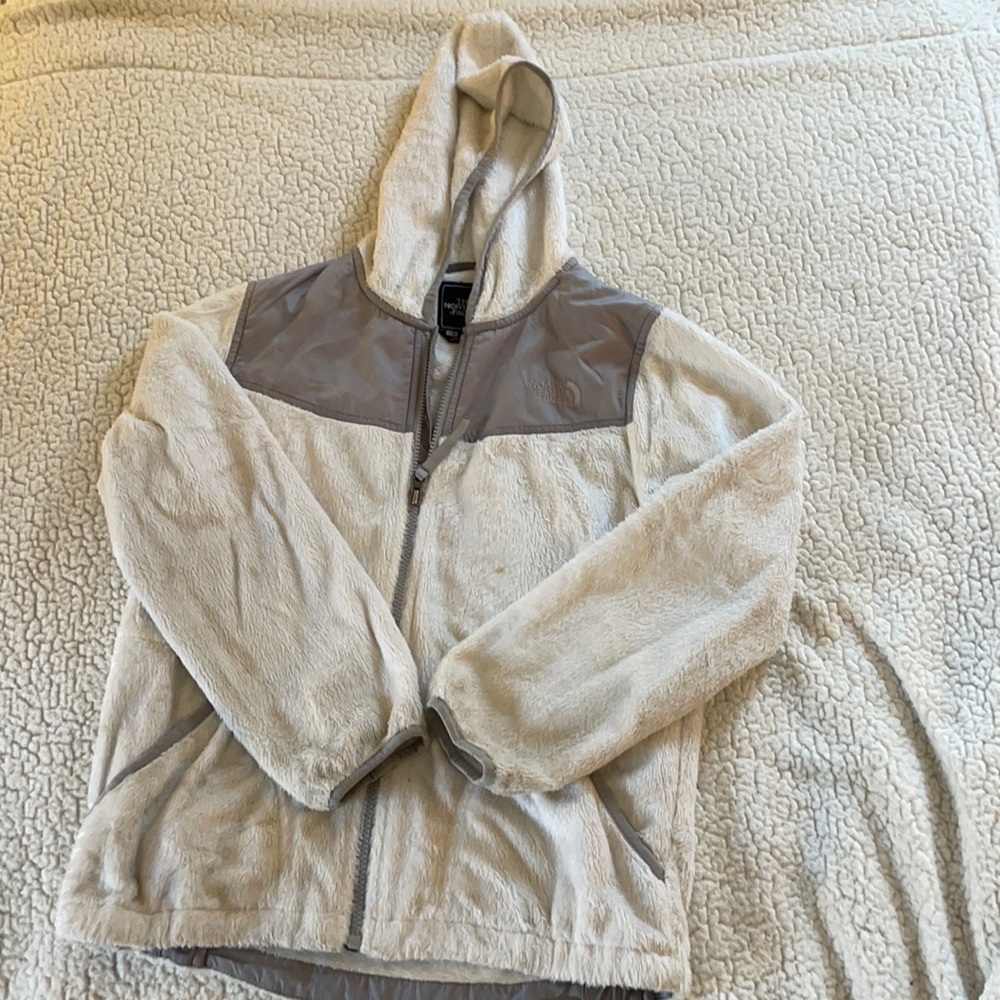 North Face White Zip Up Girls